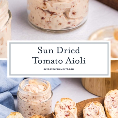 collage of sun dried tomato aioli