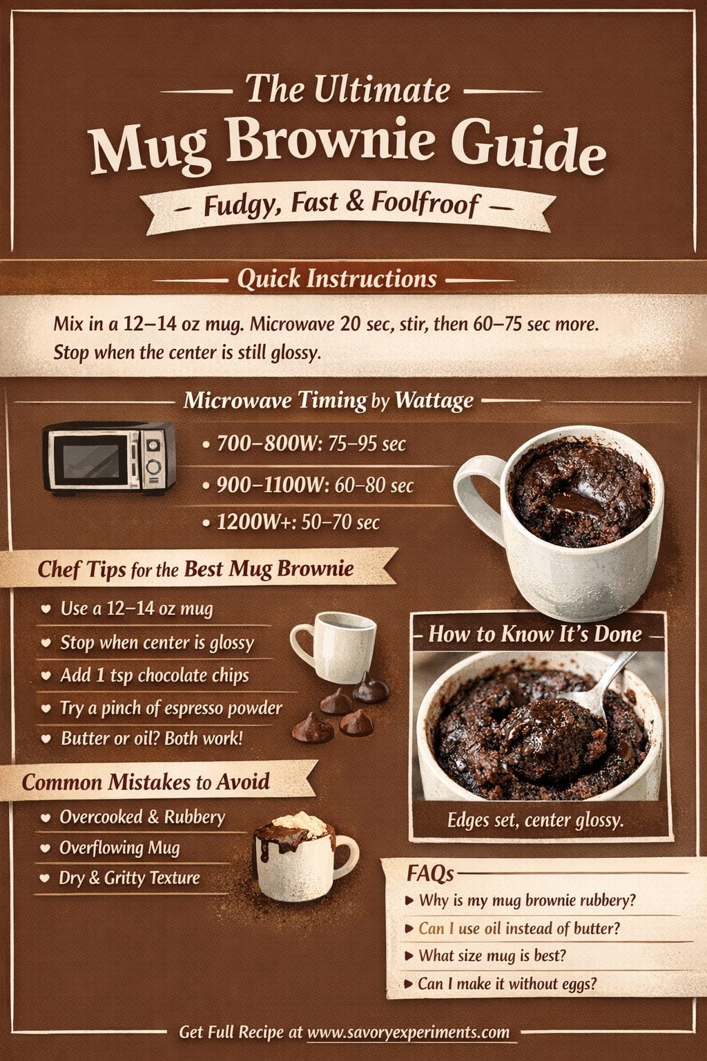 microwave wattage cooking times for mug brownie