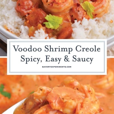 collage of voodoo shrimp creole recipe images for pinterest