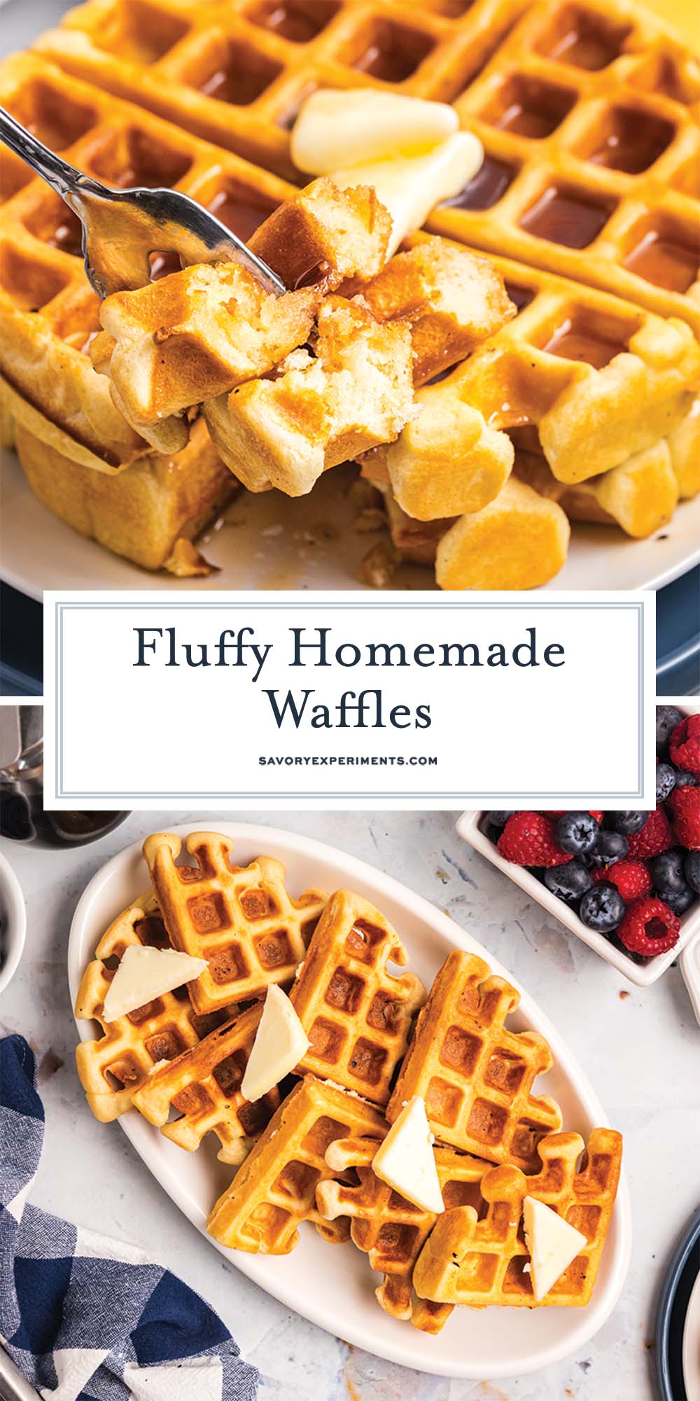 collage of homemade waffles