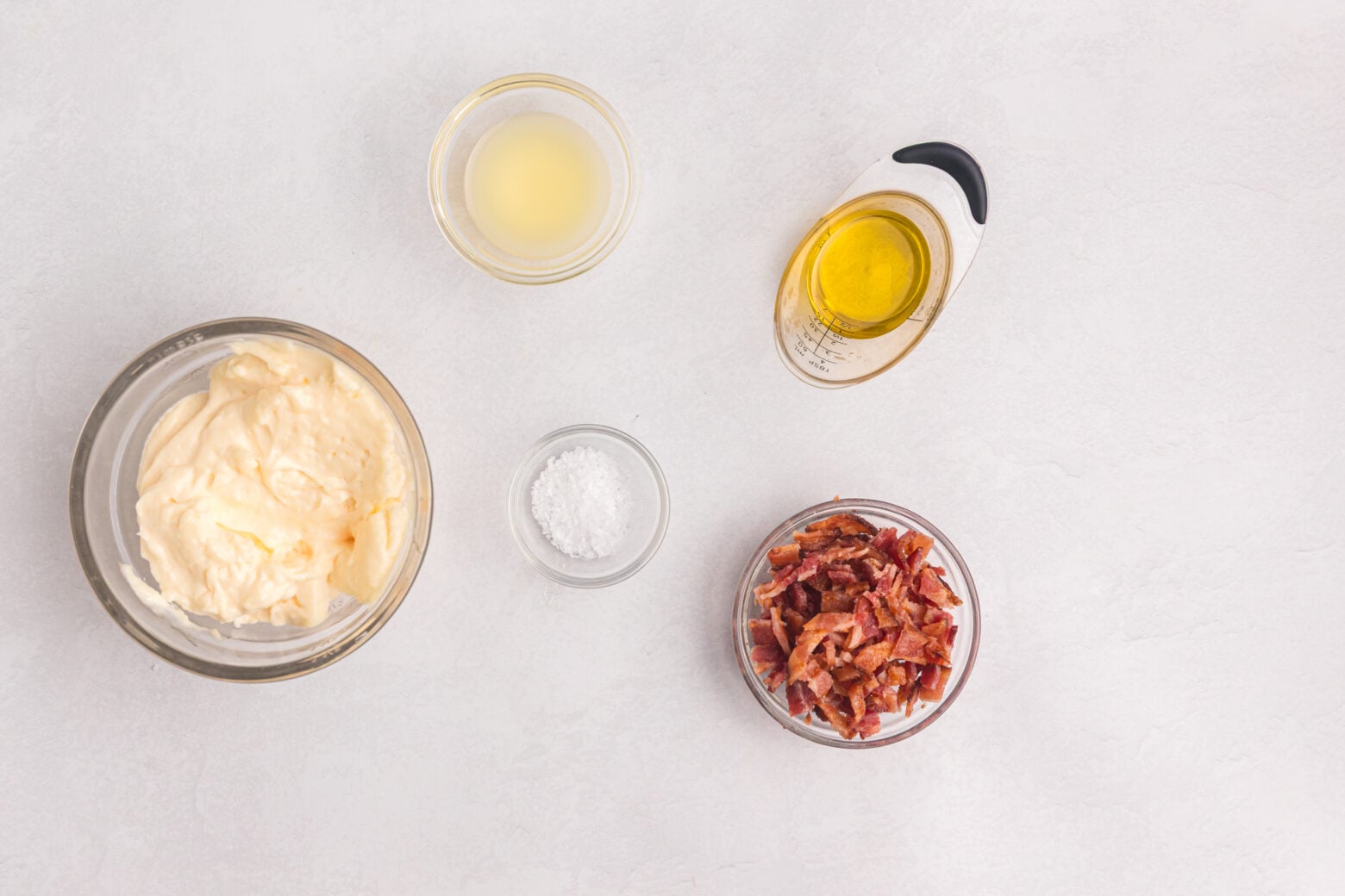 overhead shot of bacon aioli ingredients