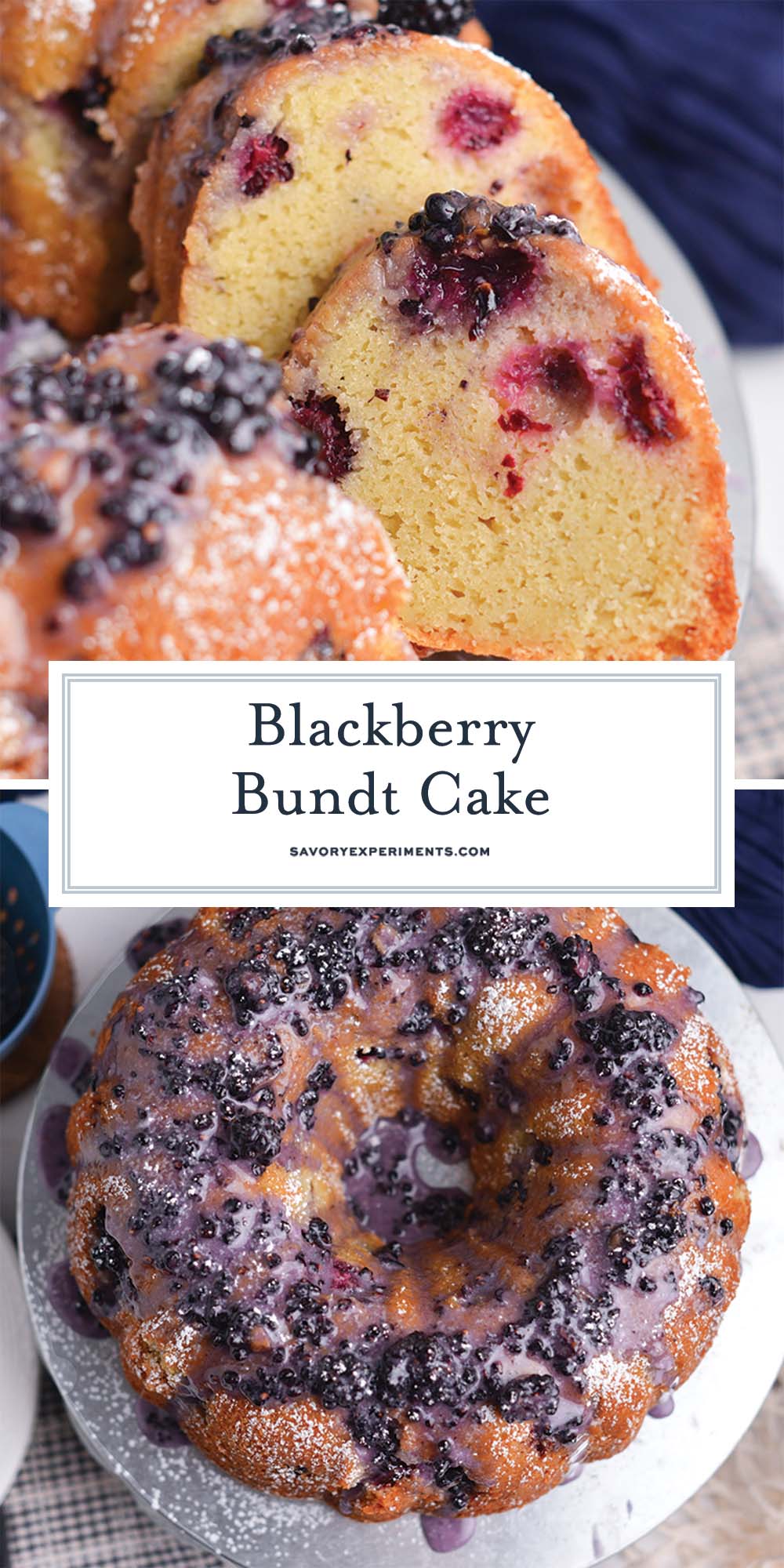 collage of blackberry bundt cake recipe images