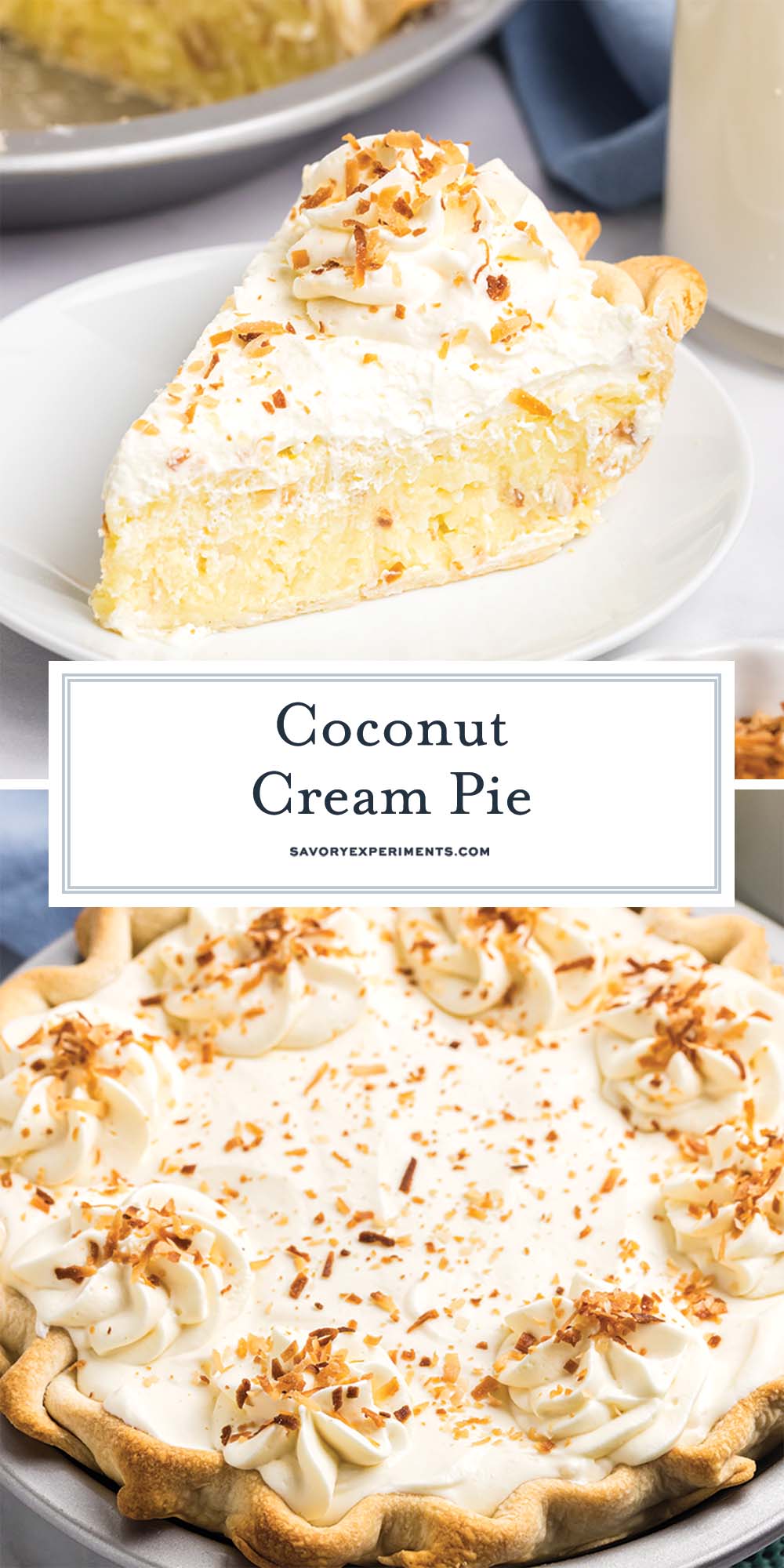 collage of coconut cream pie