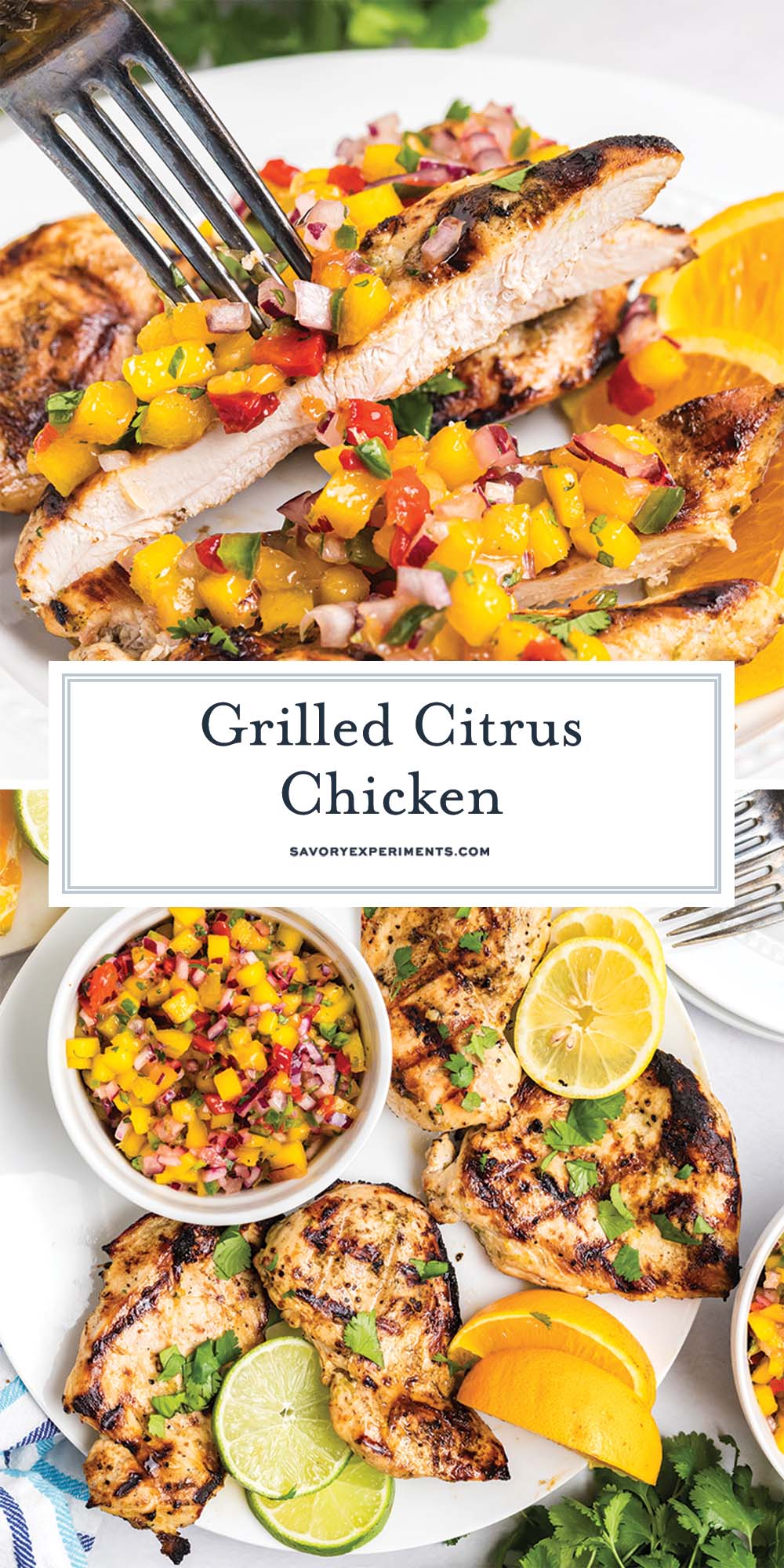 collage of grilled citrus chicken