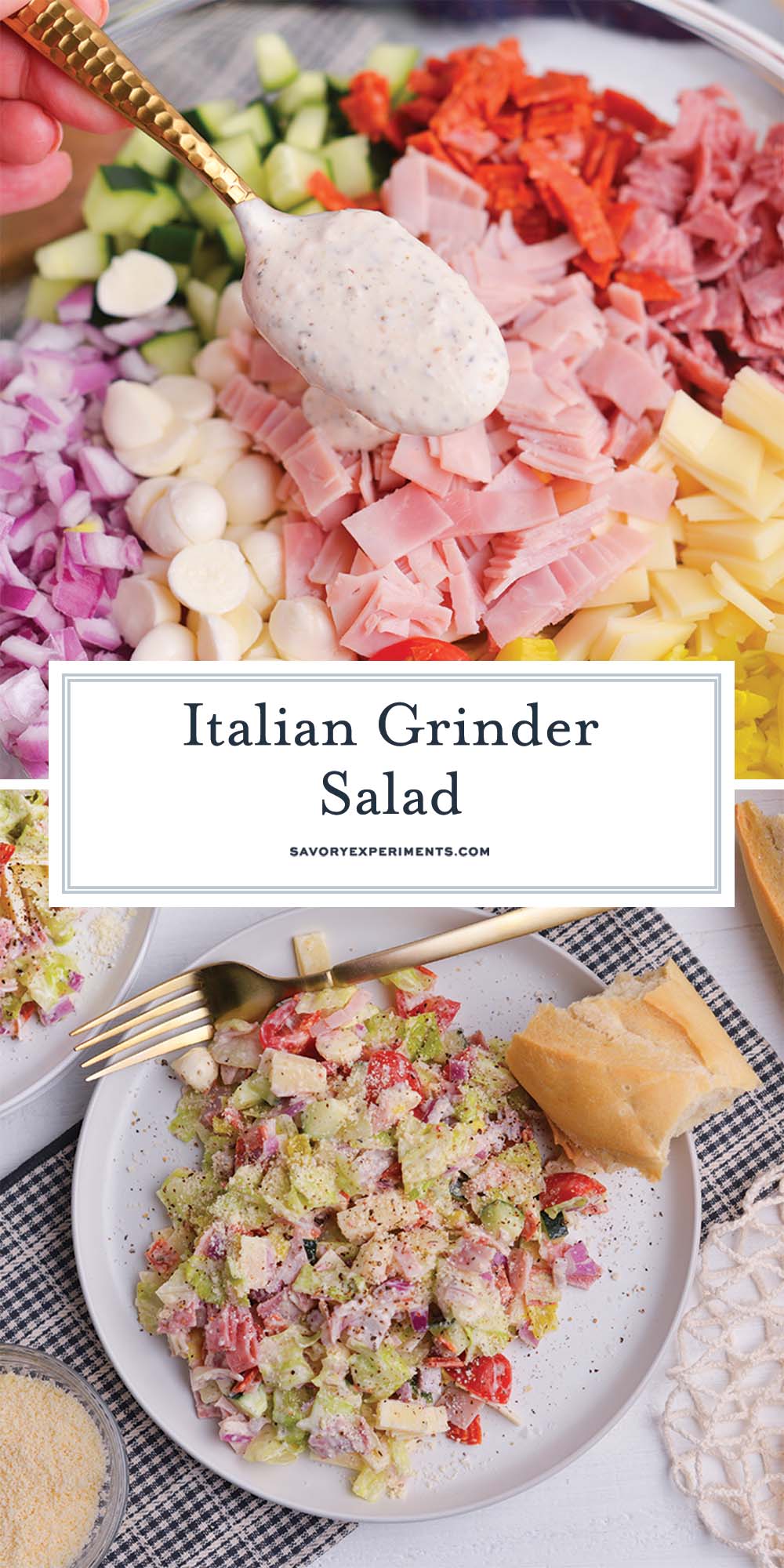 collage of italian grinder salad