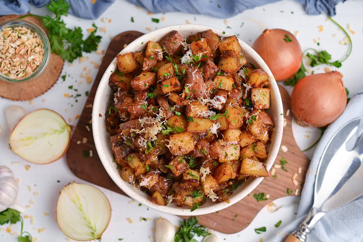 roasted red potatoes with onion soup mix and parmesan