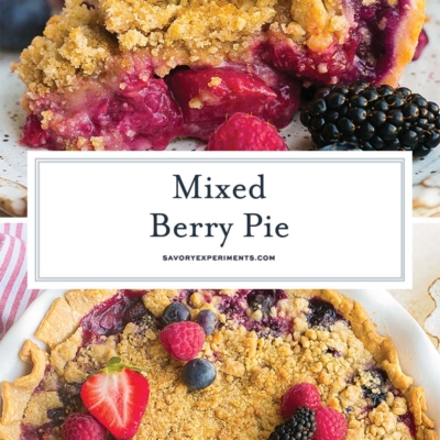 collage of mixed berry pie
