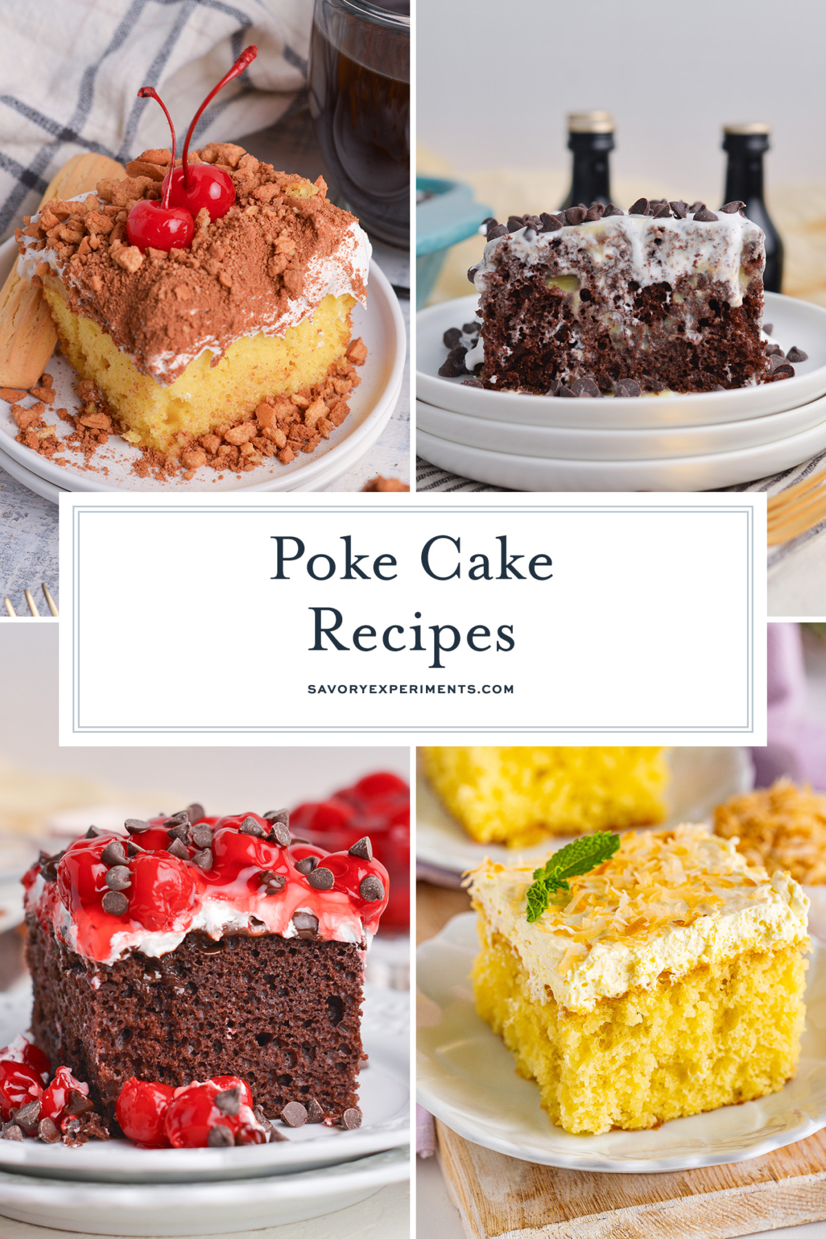 collage of poke cake recipes